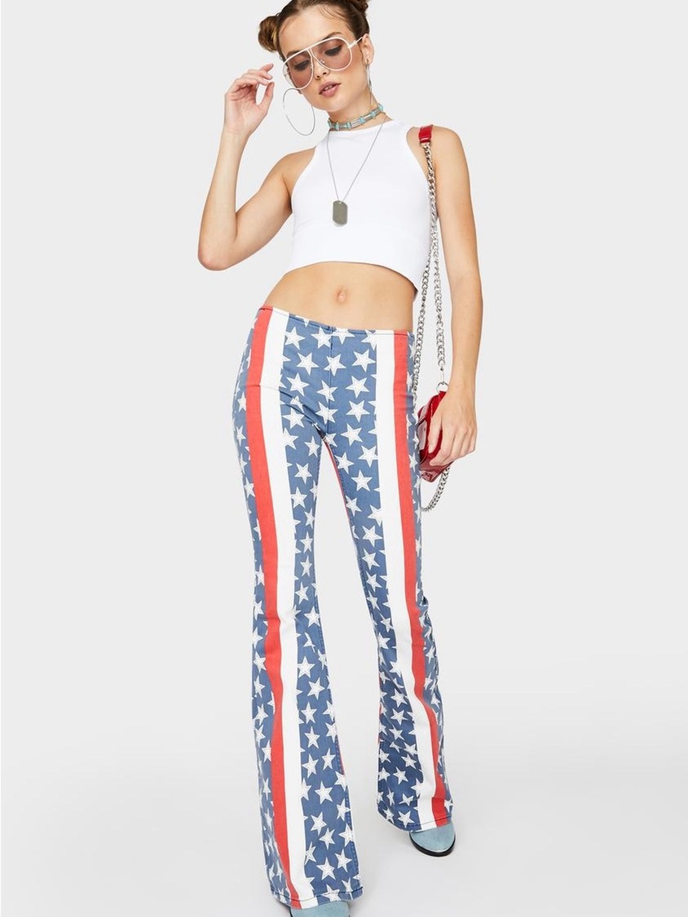 Free People Star & Stripe Flare Pants - Red, White & Blue